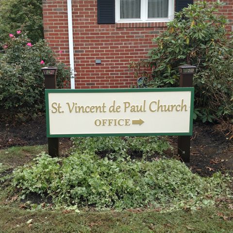 sandblasted sign for church located in Allentown, NJ